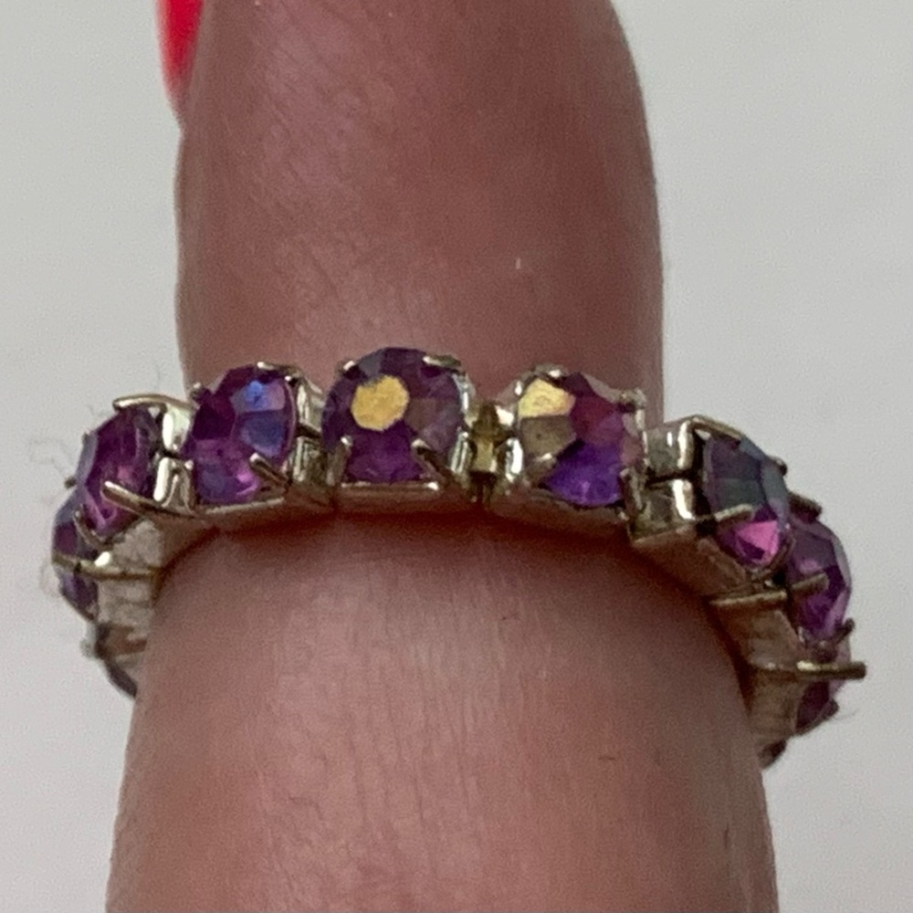 TOES BUNDLE (3) 2 Rhinestone Flower Toe Rings & 1 purple rhinestone stretch ring - Picture 8 of 13